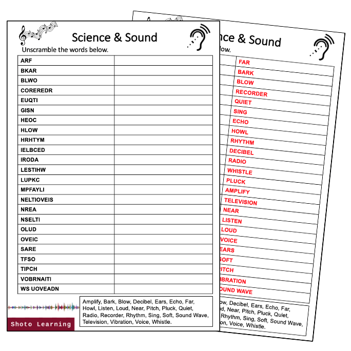 science unscramble worksheet answer key