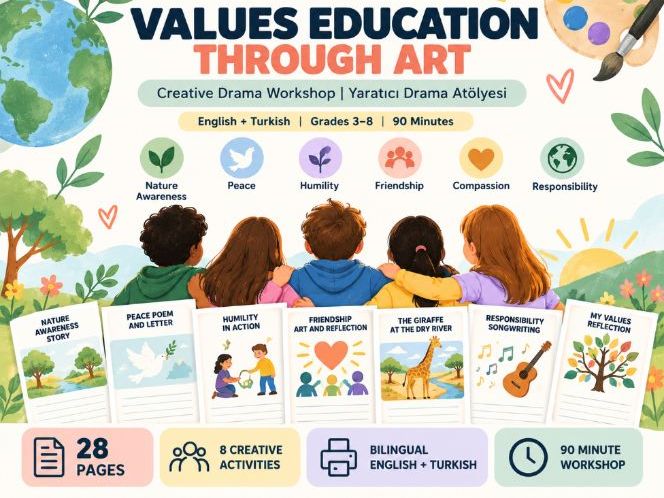 Values Education Through Art | Bilingual Creative Drama & SEL Workshop | English Turkish PDF