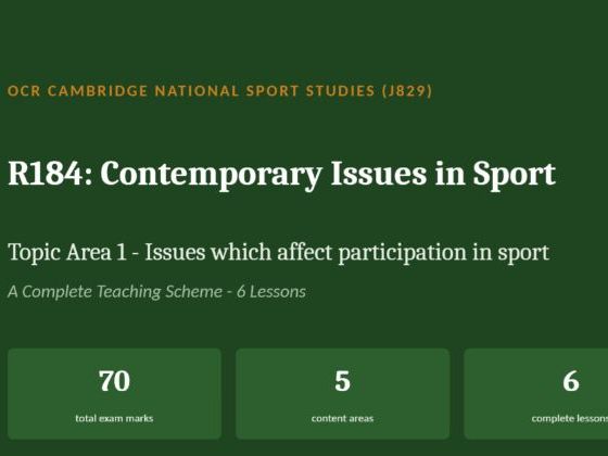 R184 TA1 Issues Affecting Participation in Sport: Complete Teaching Scheme | OCR Cambridge Nationals