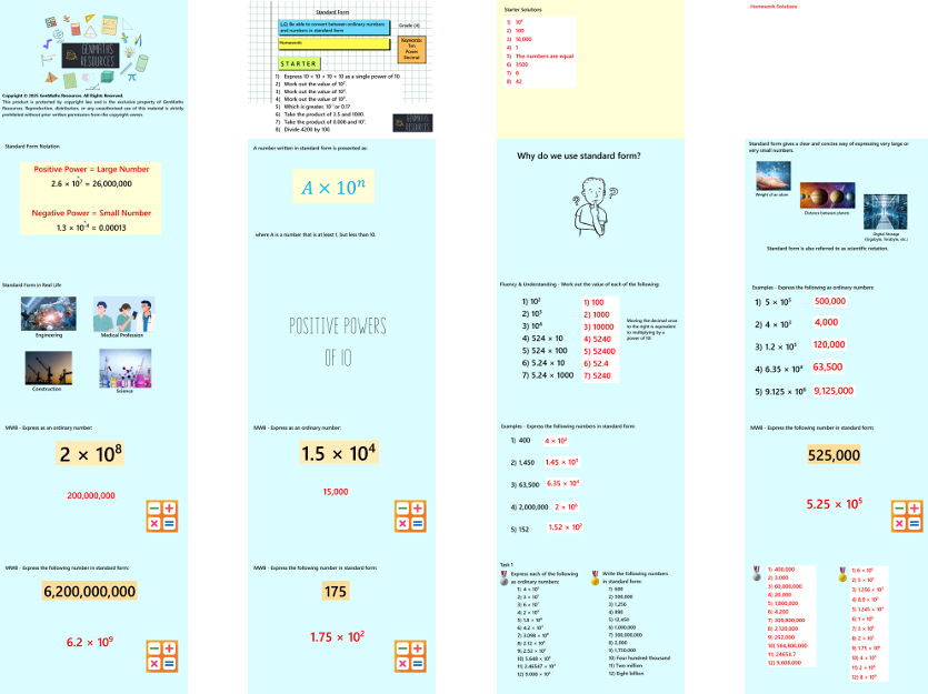 Standard Form - GCSE Maths Foundation PowerPoint Lessons Resource Bundle