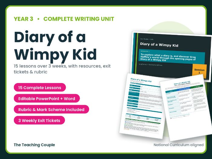 Diary of a Wimpy Kid | Year 3 English Unit | 15 Complete Lessons + Resources + Mark Scheme