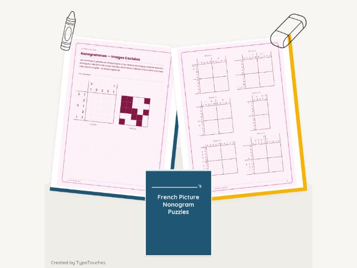 French Picture Nonogram Puzzles | 8 pp