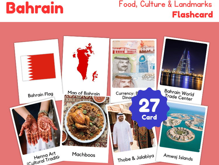 Bahrain Geography Flashcards | 27 Printable Country Study Cards