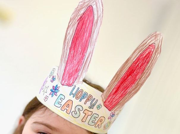 Printable Colour In Easter Bunny Crown, Hoppy Easter, Easter Bunny Ears, Easter Art Activity