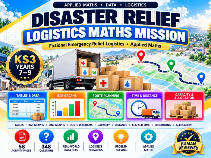 Disaster Relief Logistics Maths Mission | KS3 Applied Maths | Years 7–9 | 70 Pages