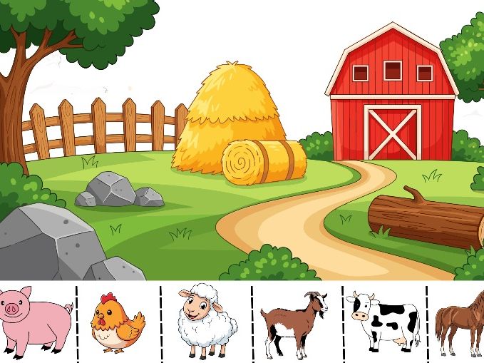 Farm Cut and Stick Scene – Build a Farm Picture Worksheet