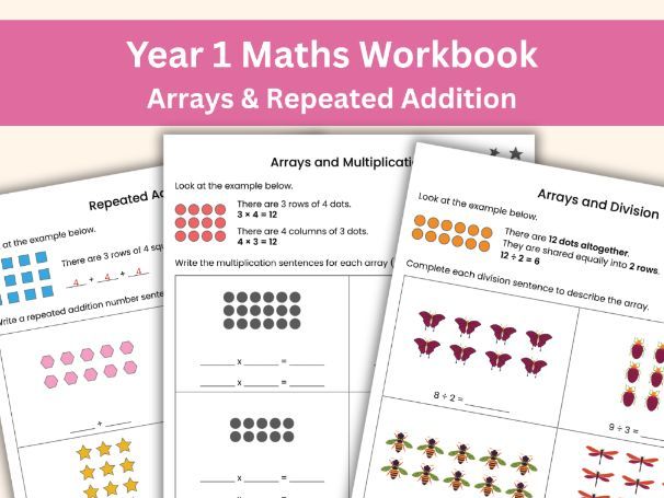 Year 1 Maths Workbook: Arrays and Repeated Addition | Multiplication & Division Worksheets for Kids