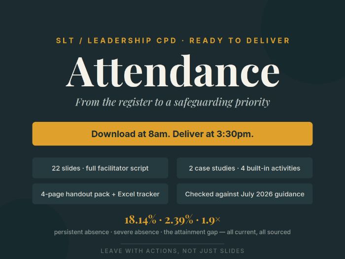 Attendance Leadership CPD — Ready-to-Deliver SLT Session + Handout Pack & Tracker (2026 Guidance)