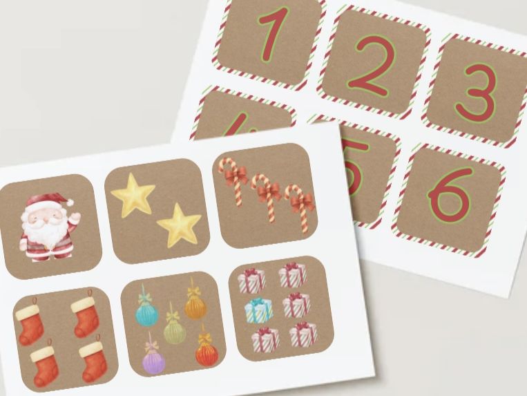 Christmas subitising and number cards
