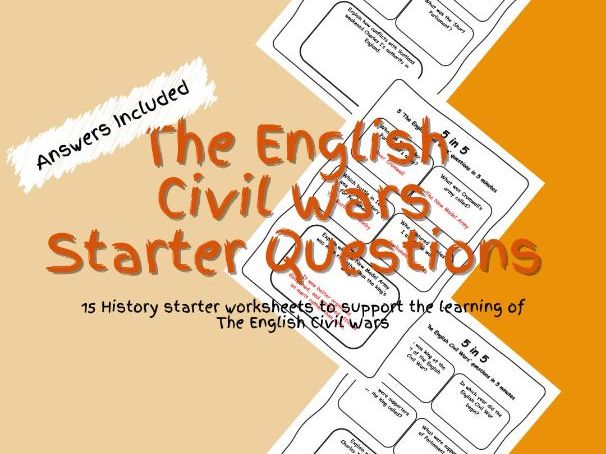 History The English Civil Wars Starter Questions Worksheets PDF