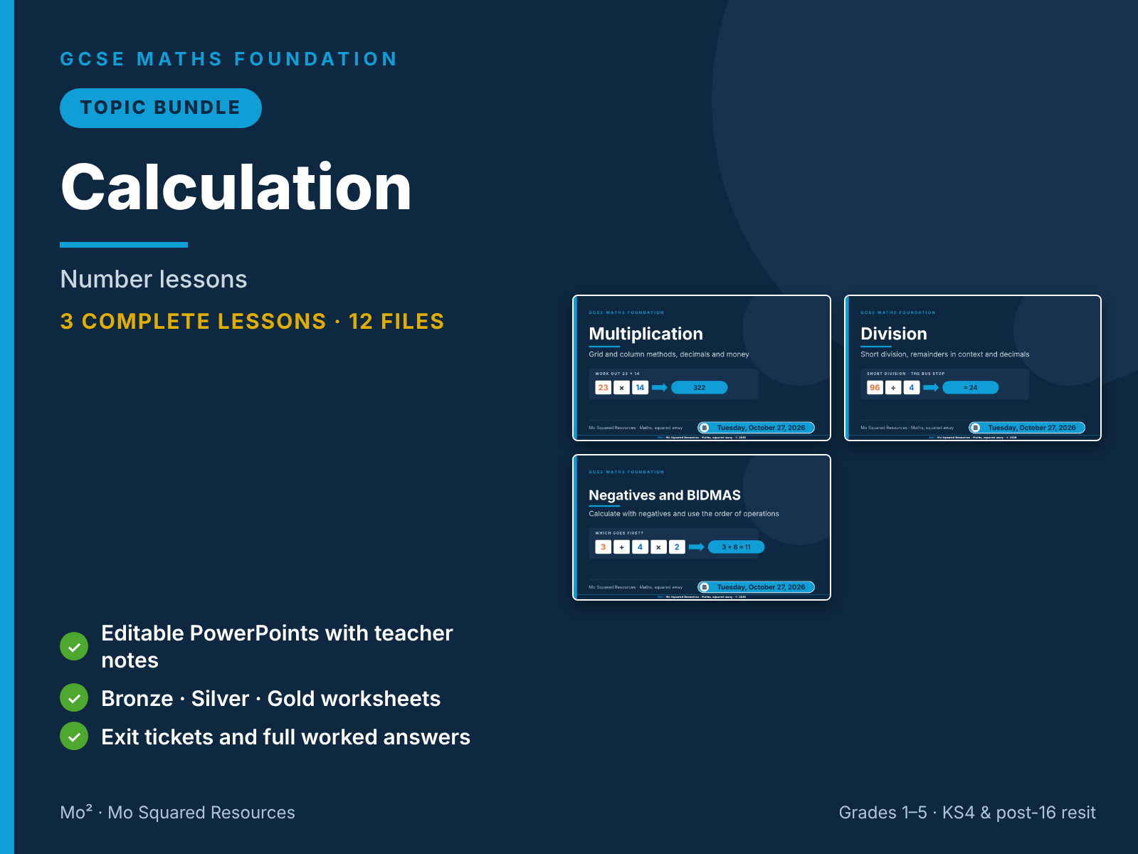 Calculation – 3 GCSE Maths Foundation Lessons (Topic Bundle) with Worksheets & Answers