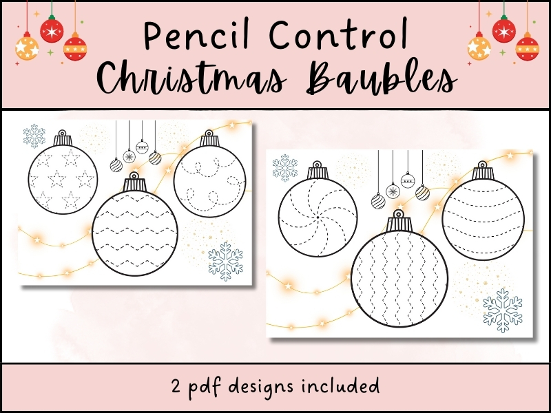 Christmas Bauble Pencil Control Sheets