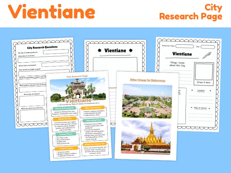 Vientiane City Research Project | Laos Geography Worksheets