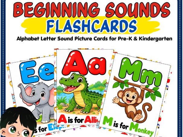 Beginning Sounds A–Z Flashcards | Alphabet & Phonics Picture Cards | KS1 English