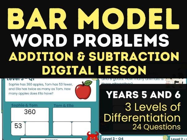 Bar Model Addition a Subtraction Word Problems | Digital Lesson | Years 5 and 6
