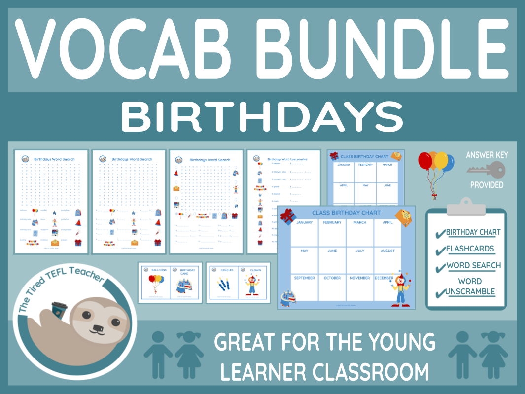 ESL Birthday Vocabulary Bundle