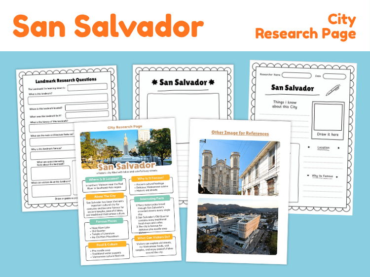 San Salvador City Research Project | El Salvador Geography Worksheets