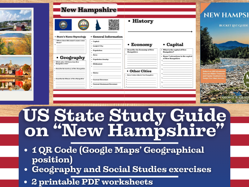 US State Study Guide Worksheets on New Hampshire