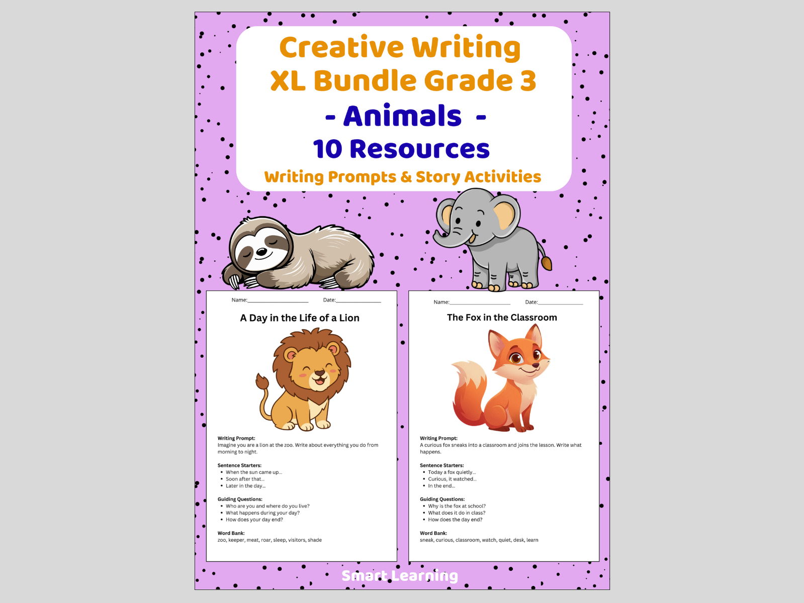 XXL Creative Writing Bundle Grade 3 Animals | Writing Prompts 10 Resources