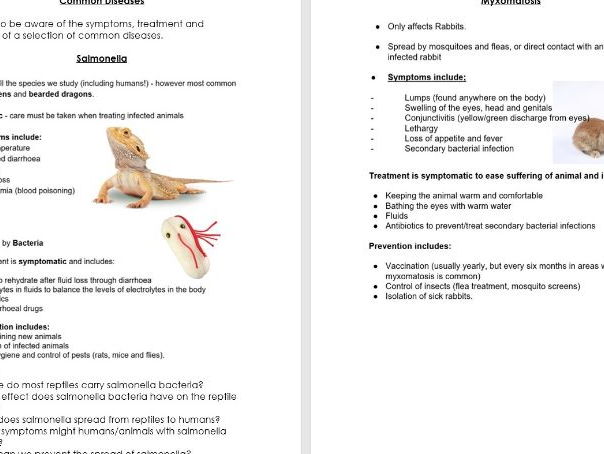 Complete Exam Revision Guide - BTEC Animal Care, Animal Health Unit