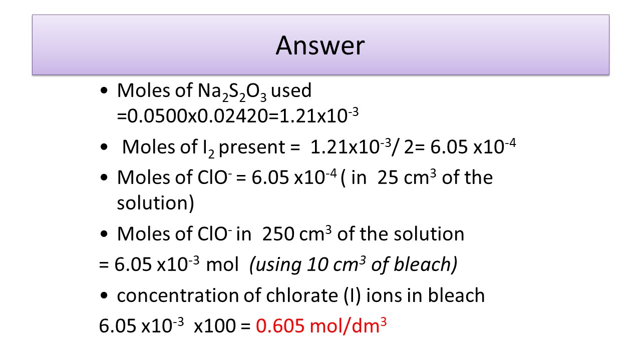 Iodine thiosulphate titrationA Level Chemistry for OCR A Chapter 23.3