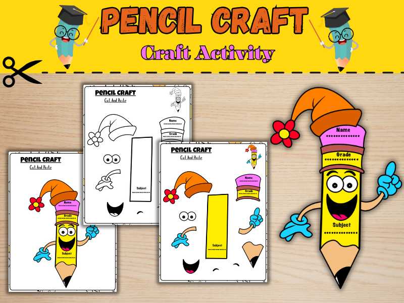 Pencil Craft Activity | Name Craft | Back to School Cut and Paste | First Week|All About Me