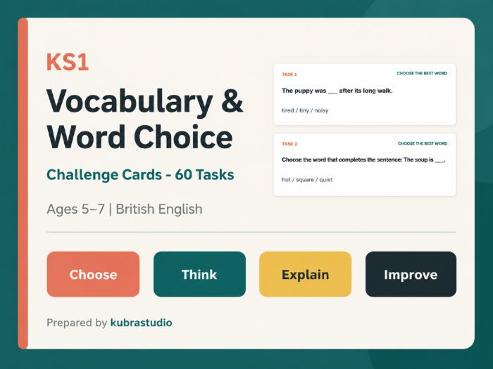 KS1 Vocabulary Challenge Cards – 60 Tasks