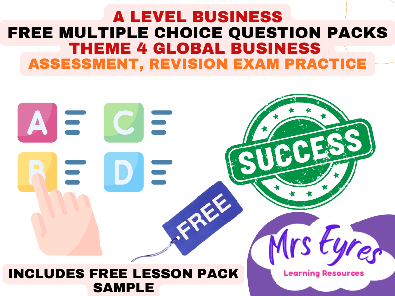 Free A Level Business Theme 4 Global Business Multiple Choice Quiz Bundle with Answers
