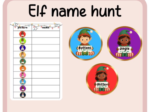 Elf name hunt- Phonics- continuous provision