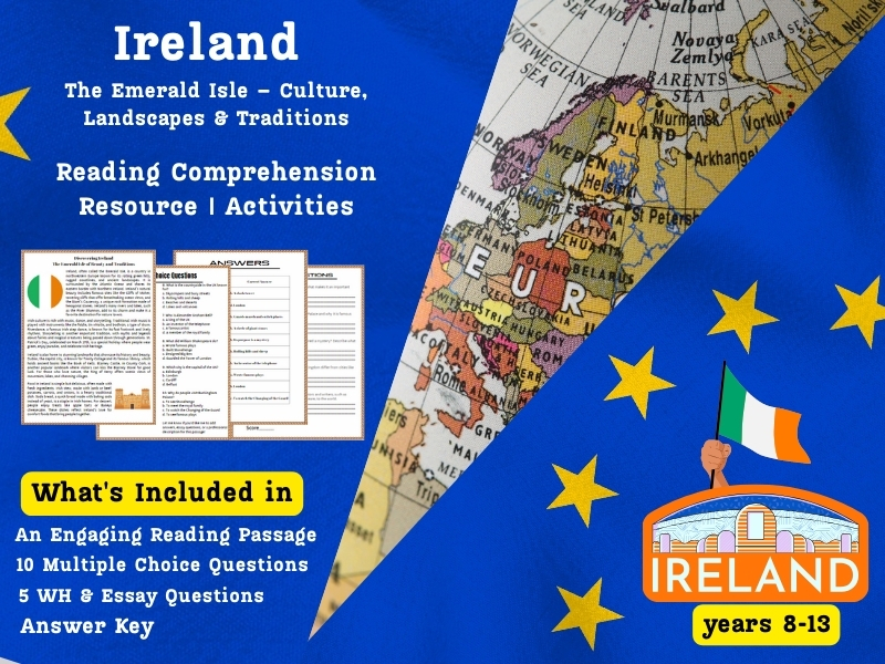 Ireland Reading Comprehension Pack: The Emerald Isle – Culture, Landscapes & Traditions
