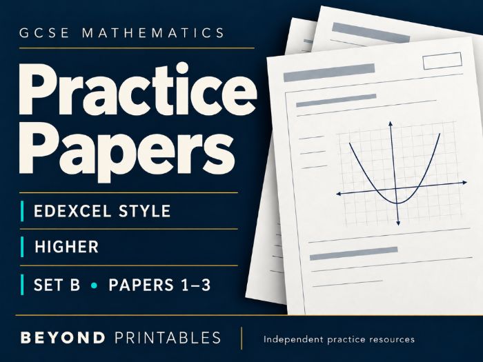 GCSE Maths Edexcel-style Higher Set B: Papers 1, 2 and 3 + Mark Schemes