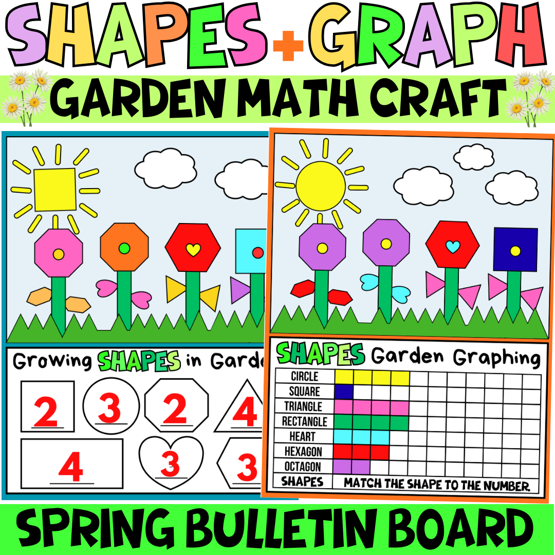 Spring 2D Shapes & Graphing Math Craft Activity | Garden Bulletin Board ...