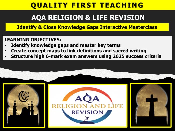 RELIGION AND LIFE.  AQA.  REVISION. IDENTIFY & CLOSE KNOWLEDGE GAPS