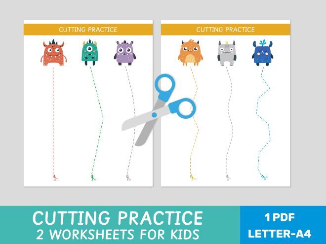Monster Cutting Practice Worksheets