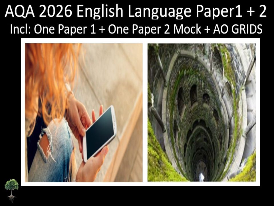 Two AQA 2026 GCSE English Language Paper 1 + 2 Mocks | AO GRIDS