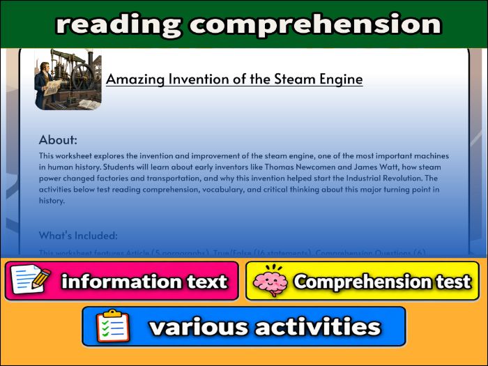 Amazing Invention of the Steam Engine - Comprehension 91����t & Activities