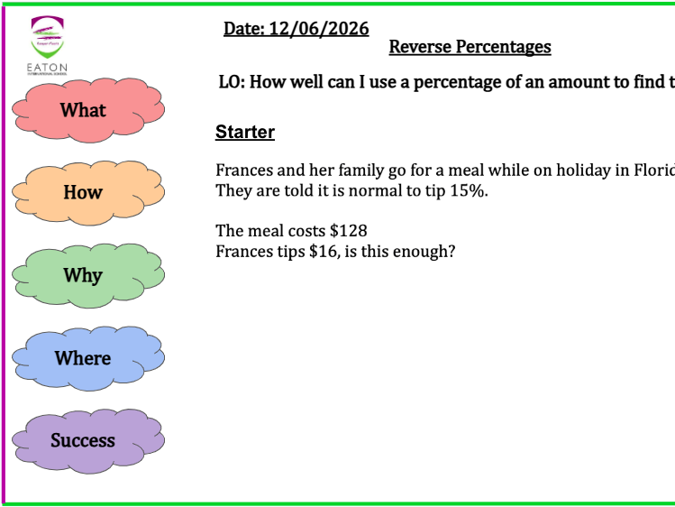 Reverse Percentages
