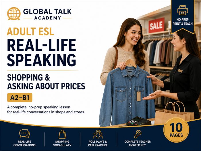 Adult ESL Speaking: Shopping & Asking About Prices A2-B1