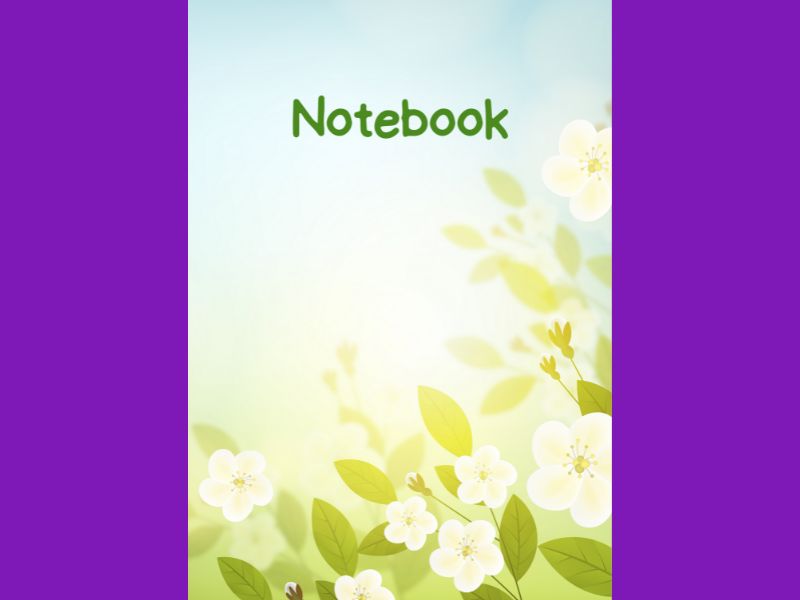 White Flowers and Green Leaves A4 Lined Notebook