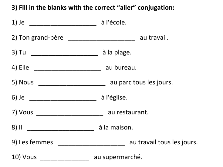 ALLER Conjugation Worksheets | Present Tense | Le verbe ALLER