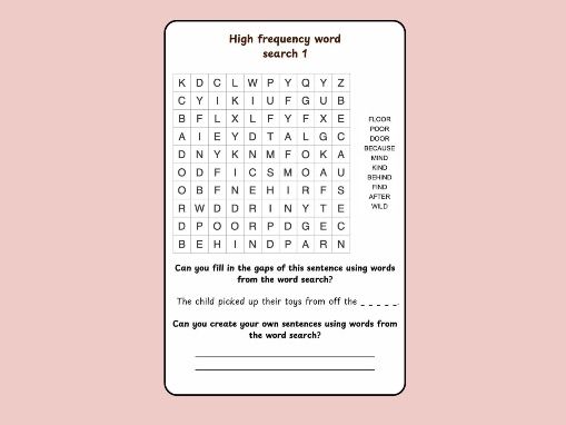 Year 2 High Frequency Words: Word Search Complete Pack.