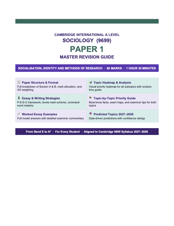 CIE AS & A level Sociology 9699 Paper 1 Revision Guide I Past Paper ...
