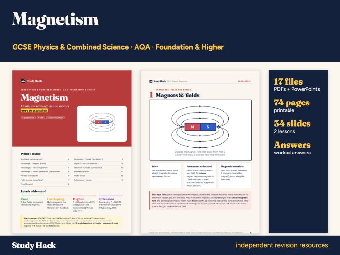 GCSE Physics Magnetism and Electromagnetism Pack (AQA)