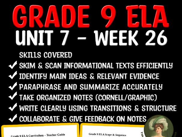 Grade 9 ELA Unit 7 Week 26 | Note-Taking & Organizing Information