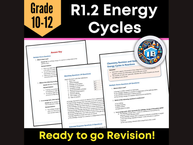 IB DP Chemistry R1.2: Energy Cycles Revision Practice 2026