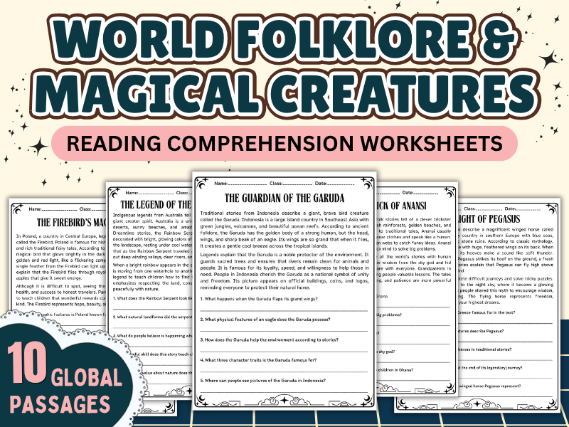 World Folklore & Magical Creatures: Reading Comprehension Worksheets