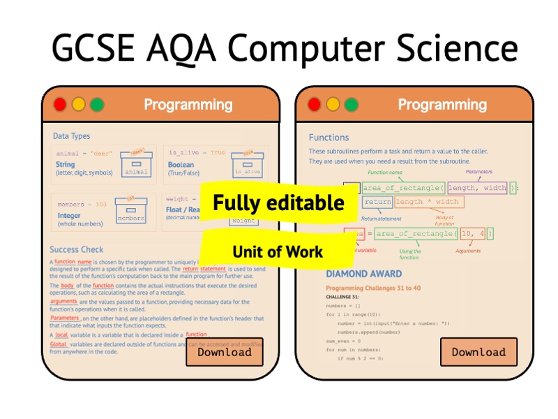 3.2 Programming (Python) Unit of Work for AQA GCSE Computer Science