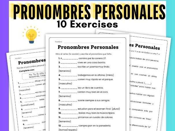 Spanish Subject Pronouns Worksheets | Pronombres Personales | Grammar Activities