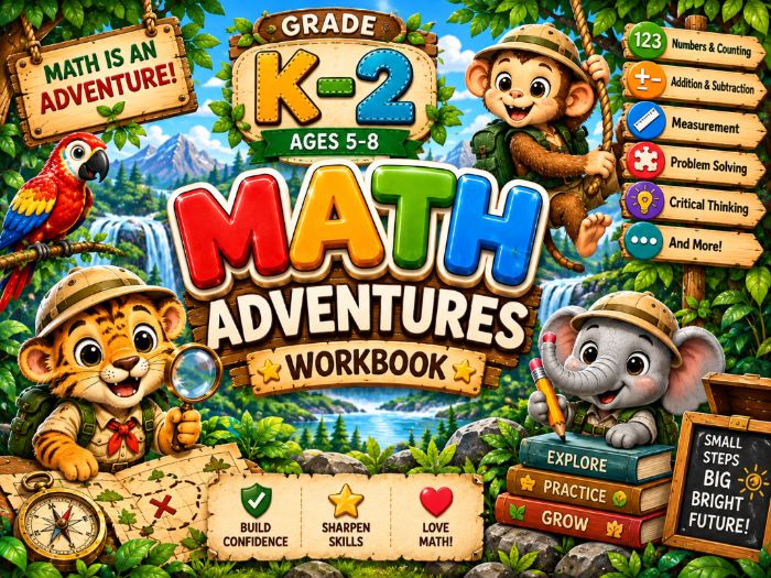 Math Adventures Workbook | Kindergarten to 2nd Grade
