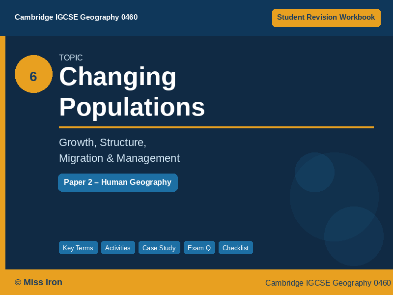Cambridge IGCSE Geography 0460 | Changing Populations | PPT & Workbook | New Spec 2027